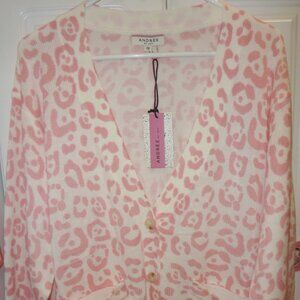 NWT Andree By Unit Woman's Pink White Leopard Cheetah Print Cardigan Size 3X